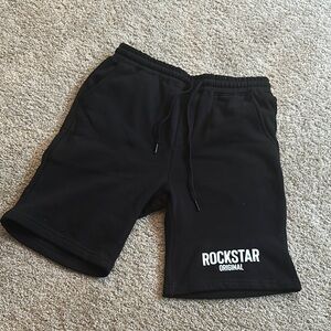 Black Rockstar Athletic Shorts with Elastic Waistband